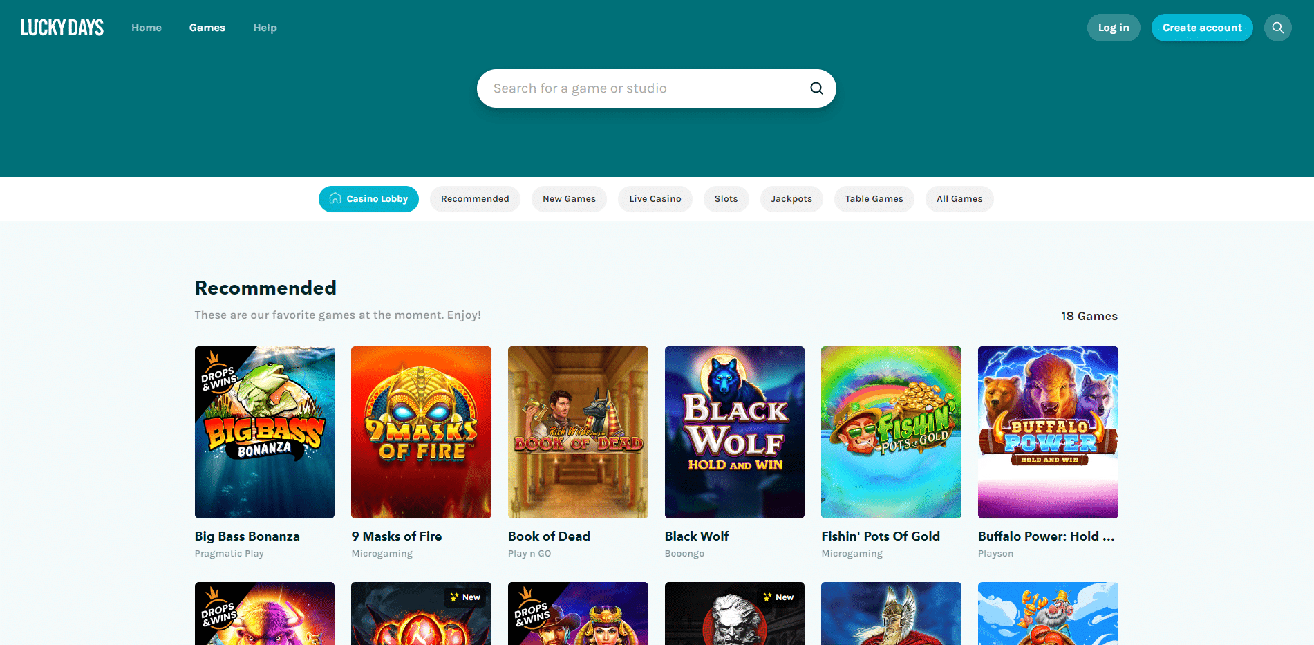 Lucky Days Casino » $1500 Deposit Bonus + 100 Free Spins