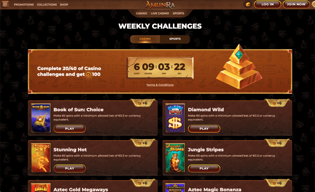weekly challenges amunra casino