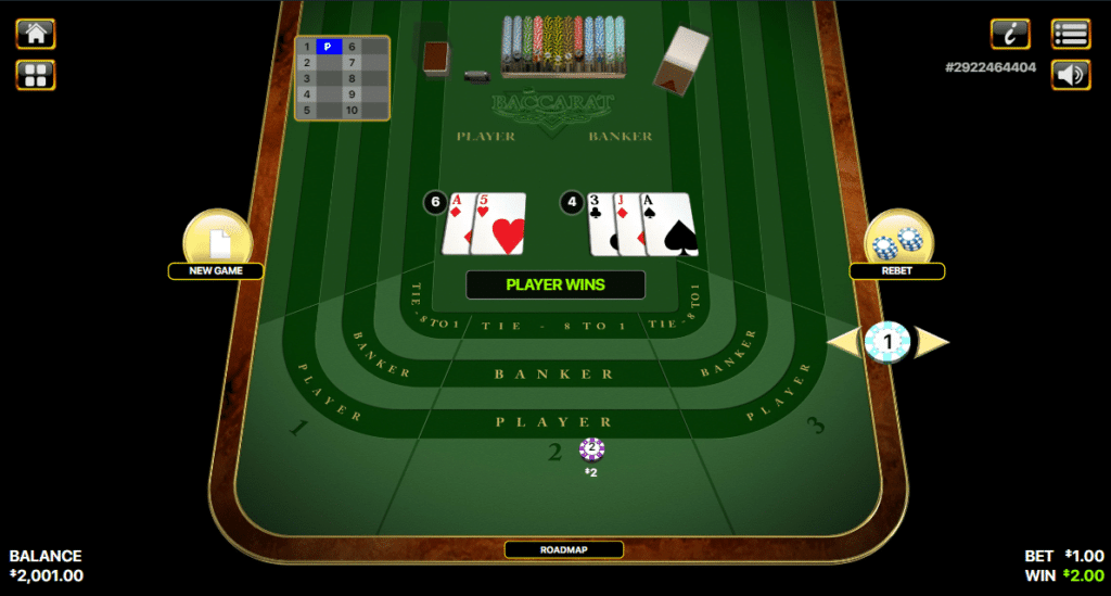 baccarat winning hand