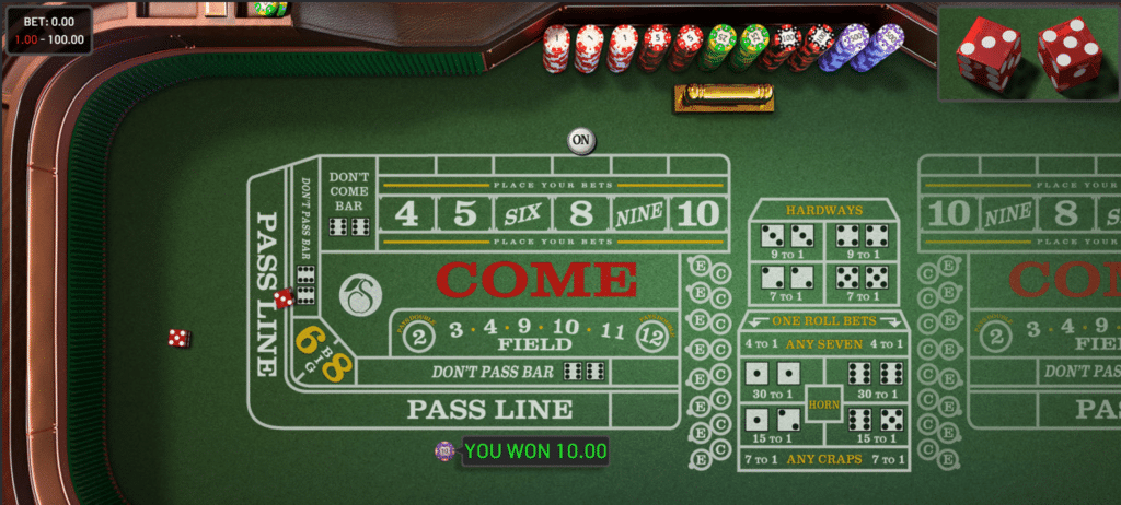 winning bet on craps online