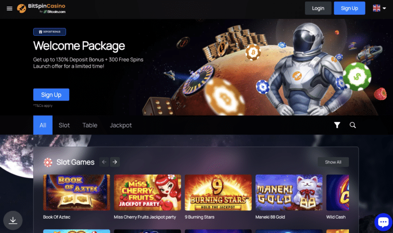 bitspin casino homepage