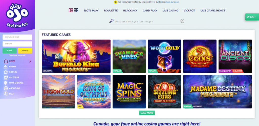 playojo casino games