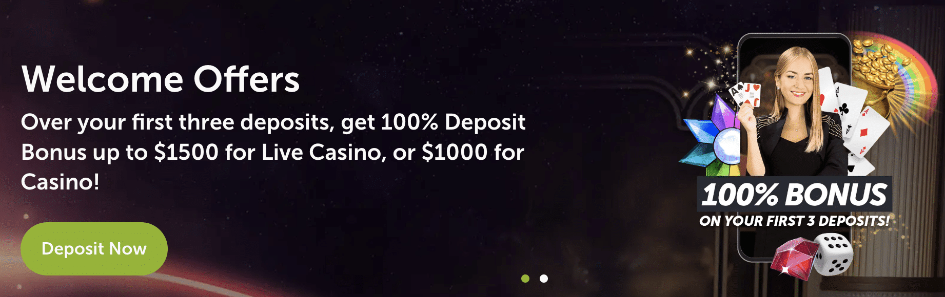 ComeOn Casino » 100% up to $1500 + 300 Free Spins
