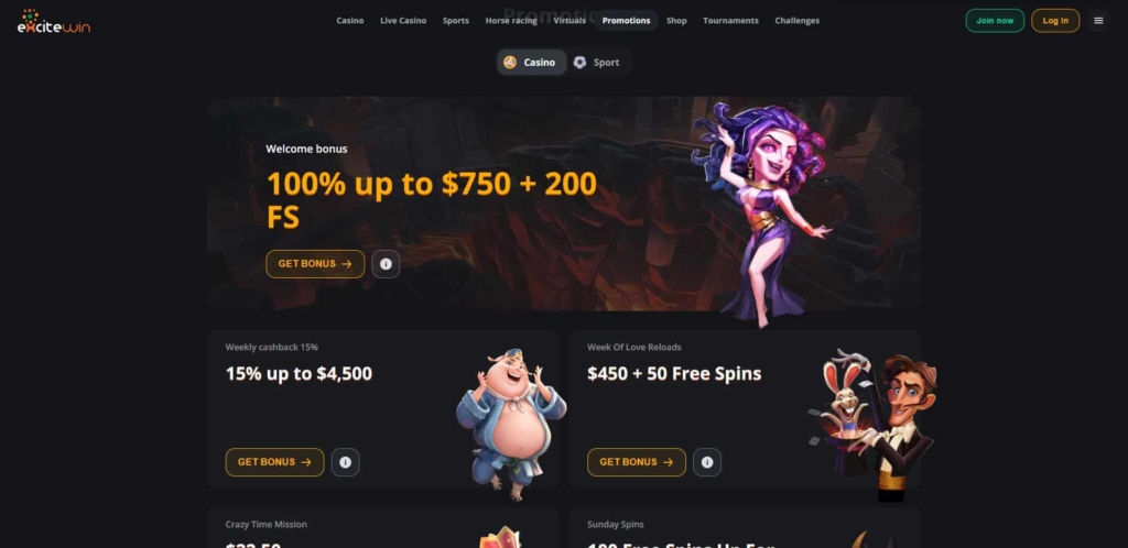 excitewin casino bonus