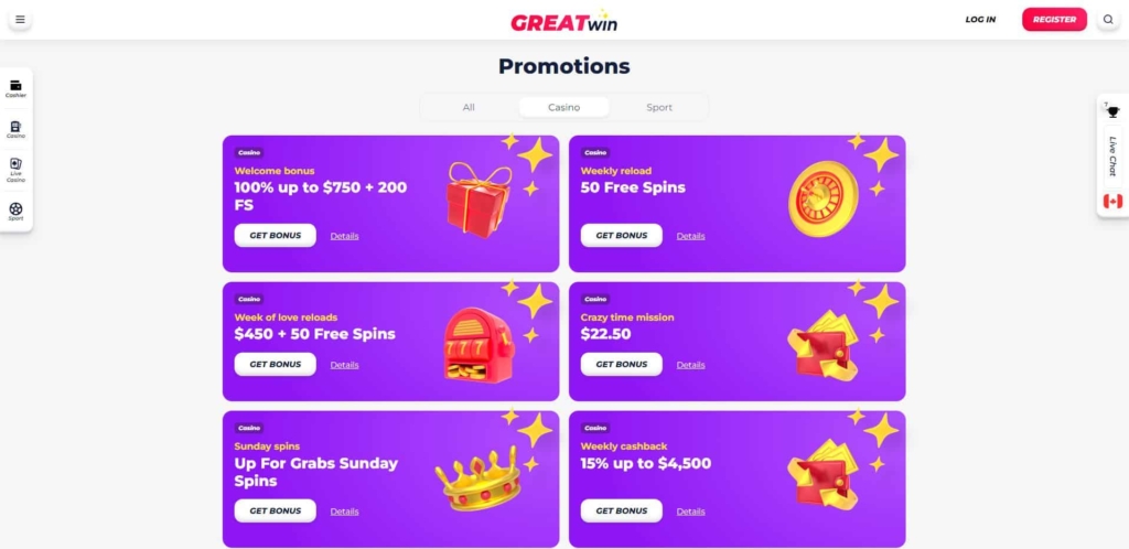 greatwin bonuses