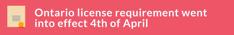 Ontario licensed 4th april