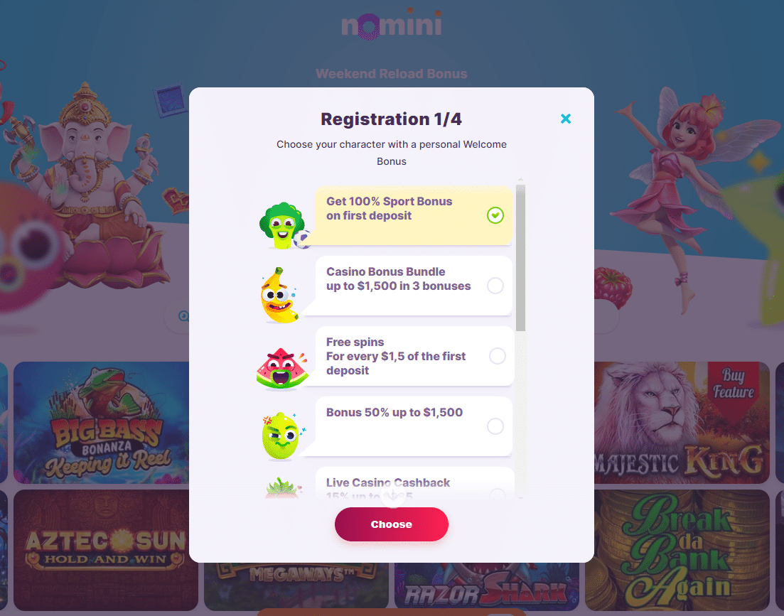 Nomini Casino Review » Choose Between 9 Welcome Bonuses