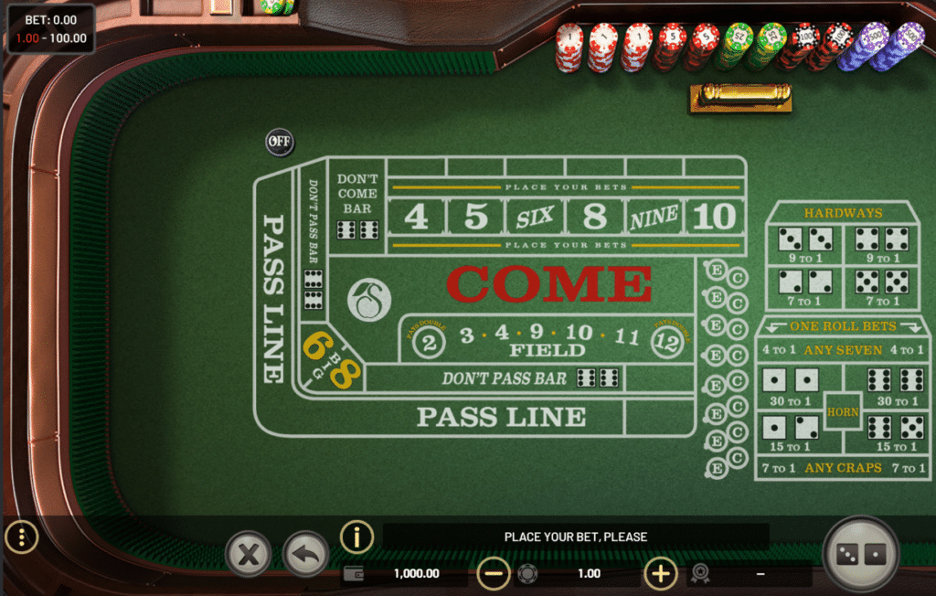 online craps table