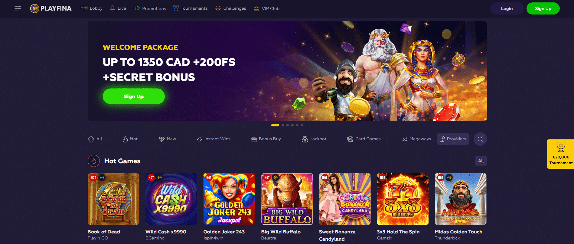 Playfina Casino Lobby