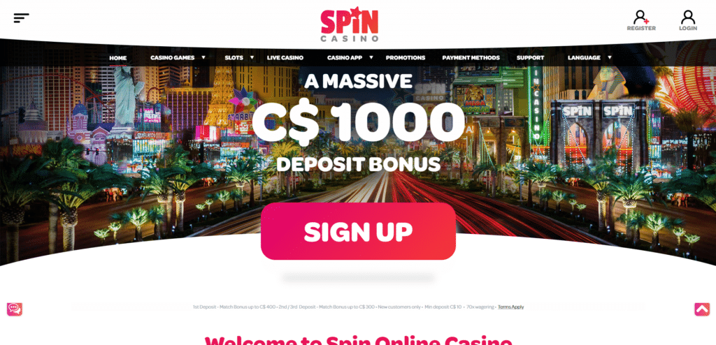 spin casino signup page