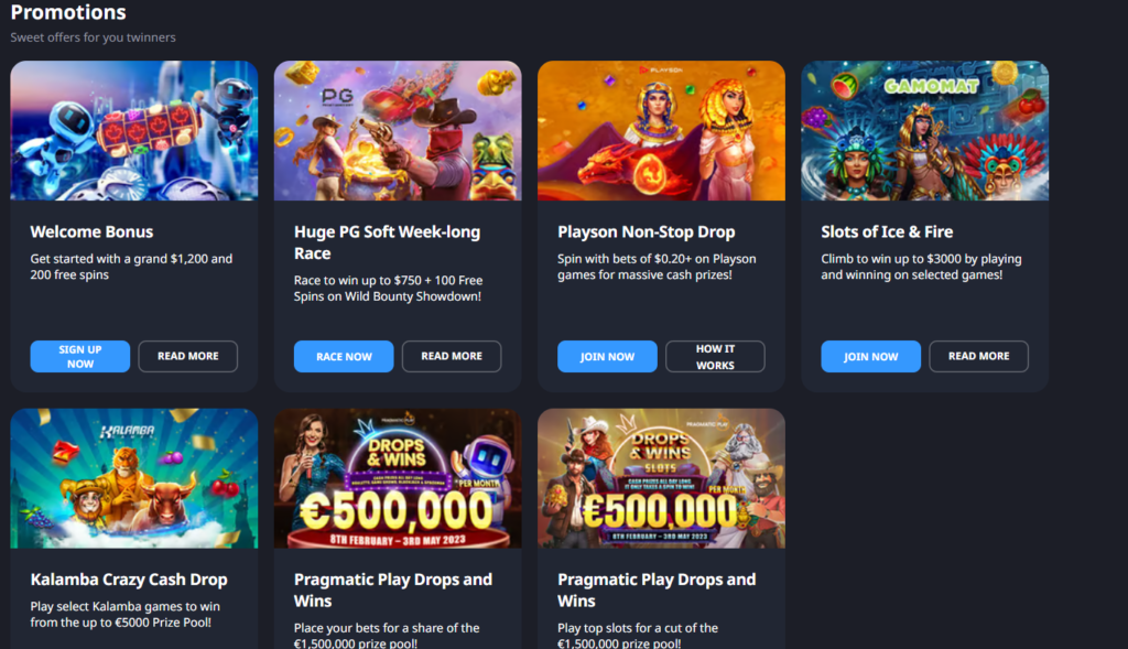 twin casino promotion page